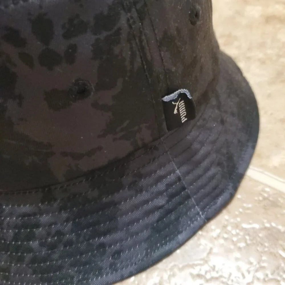 Puma Bucket Hat Y2K Unisex Black Grey Space Dye Nylon OS - Picture 4 of 9